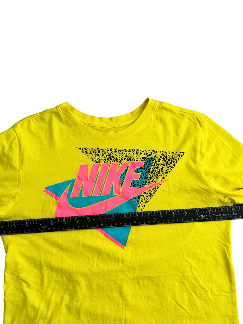 Nike Graphic T Shirt Mens Medium Neon Yellow Pink Blue Retro 90s Streetwear - Picture 6 of 11